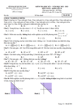đề thi hk1 toán 10 năm 2022 – 2023 trường thpt võ nguyên giáp – quảng nam
