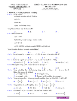 đề thi hk1 toán 10 năm học 2017 – 2018 trường thpt diễn châu 2 – nghệ an