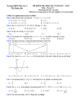 đề thi hk1 toán 10 năm học 2017 – 2018 trường thpt hậu lộc 4 – thanh hóa