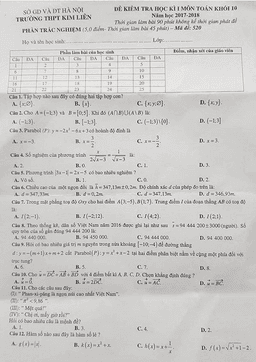 đề thi hk1 toán 10 năm học 2017 – 2018 trường thpt kim liên – hà nội