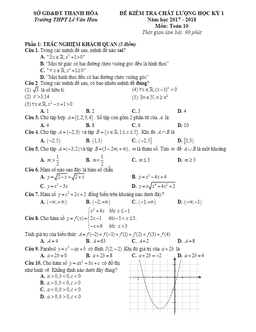 đề thi hk1 toán 10 năm học 2017 – 2018 trường thpt lê văn hưu – thanh hóa