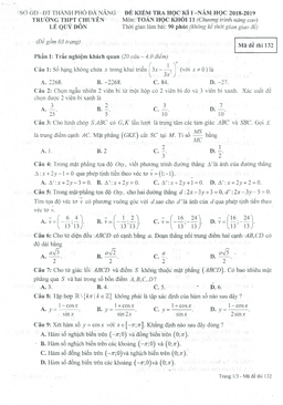 đề thi hk1 toán 11 năm 2018 – 2019 trường chuyên lê quý đôn – đà nẵng