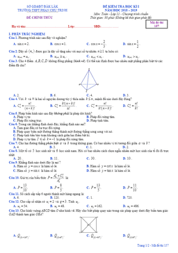 đề thi hk1 toán 11 năm 2018 – 2019 trường phan chu trinh – đăk lăk