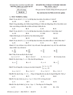 đề thi hk1 toán 11 năm 2020 – 2021 trường thpt lạc long quân – bến tre