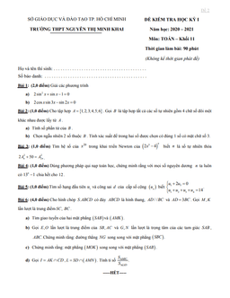 đề thi hk1 toán 11 năm 2020 – 2021 trường thpt nguyễn thị minh khai – tp hcm