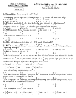 đề thi hk1 toán 11 năm học 2017 – 2018 trường thpt xuân hòa – vĩnh phúc