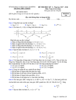 đề thi hk1 toán 12 cơ bản năm học 2017 – 2018 trường thpt yersin – lâm đồng