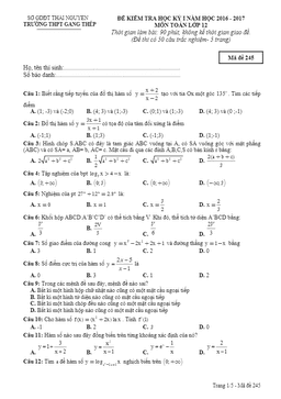 đề thi hk1 toán 12 năm học 2016 – 2017 trường thpt gang thép – thái nguyên