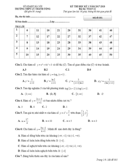 đề thi hk1 toán 12 năm học 2017 – 2018 trường thpt lý thánh tông – hà nội