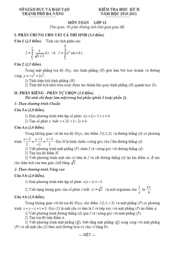 đề thi hk2 lớp 12 sở gd-đt đà nẵng năm học 2010 – 2011