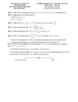 đề thi hk2 toán 10 năm 2018 – 2019 trường thpt nguyễn chí thanh – tp hcm