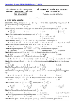 đề thi hk2 toán 10 năm học 2016 – 2017 trường thpt lương thế vinh – hà nội