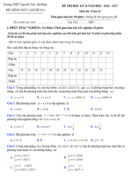 đề thi hk2 toán 10 năm học 2016 – 2017 trường thpt nguyễn trãi – hà nội