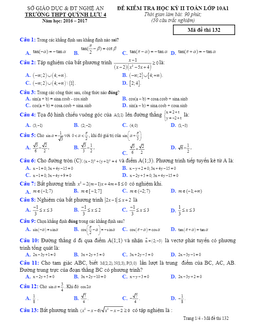 đề thi hk2 toán 10 năm học 2016 – 2017 trường thpt quỳnh lưu 4 – nghệ an