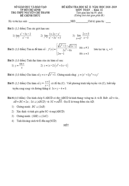 đề thi hk2 toán 11 năm 2018 – 2019 trường thpt nguyễn chí thanh – tp hcm