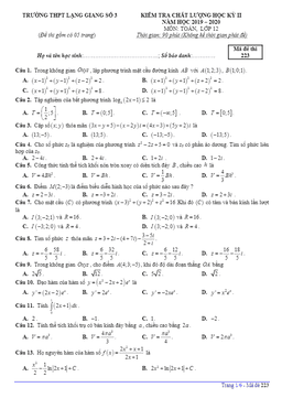đề thi hk2 toán 12 năm 2019 – 2020 trường thpt lạng giang 3 – bắc giang