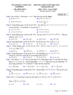 đề thi hk2 toán 12 năm học 2016 – 2017 sở gd và đt lâm đồng