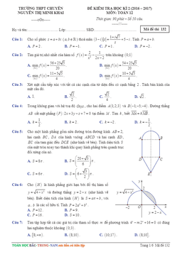 đề thi hk2 toán 12 năm học 2016 – 2017 trường thpt chuyên nguyễn thị minh khai – sóc trăng