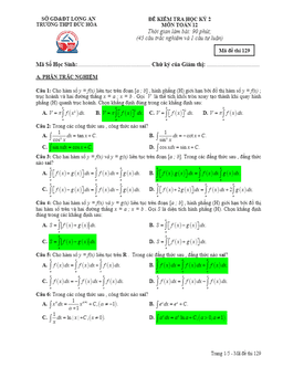 đề thi hk2 toán 12 năm học 2016 – 2017 trường thpt đức hòa – long an
