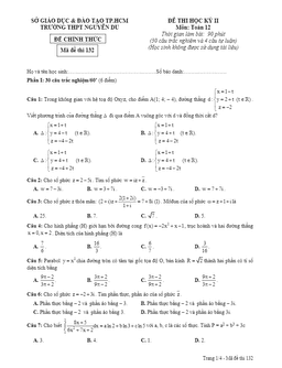 đề thi hk2 toán 12 năm học 2016 – 2017 trường thpt nguyễn du – tp. hcm