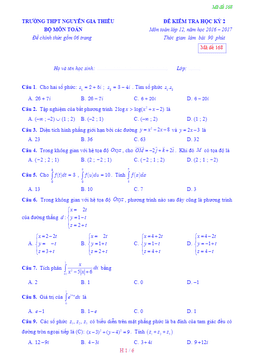 đề thi hk2 toán 12 năm học 2016 – 2017 trường thpt nguyễn gia thiều – hà nội