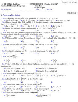đề thi hk2 toán 12 năm học 2016 – 2017 trường thpt nguyễn trung trực – bình định
