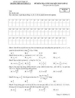 đề thi hk2 toán 12 năm học 2016 – 2017 trường thpt quỳnh lưu 1 – nghệ an