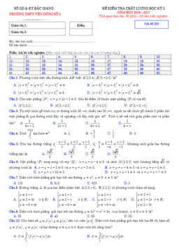 đề thi hk2 toán 12 năm học 2016 – 2017 trường thpt yên dũng 3 – bắc giang