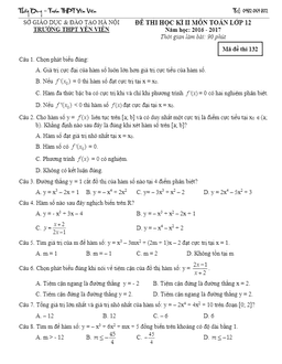 đề thi hk2 toán 12 năm học 2016 – 2017 trường thpt yên viên – hà nội