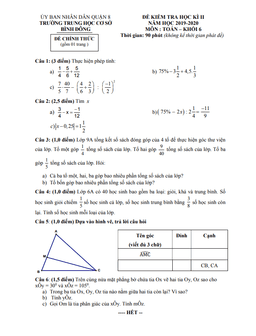 đề thi hk2 toán 6 năm 2019 – 2020 trường thcs bình đông – tp hcm