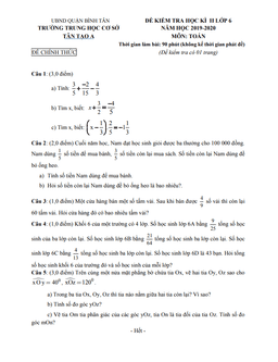 đề thi hk2 toán 6 năm 2019 – 2020 trường thcs tân tạo a – tp hcm