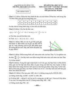 đề thi hk2 toán 7 năm 2019 – 2020 trường thcs hồ văn long – tp hcm