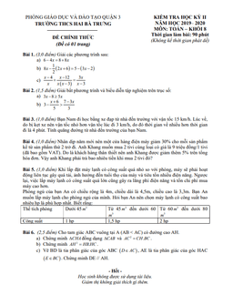 đề thi hk2 toán 8 năm 2019 – 2020 trường thcs hai bà trưng – tp hcm