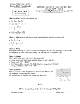 đề thi hk2 toán 8 năm 2019 – 2020 trường thcs phạm đình hổ – tp hcm