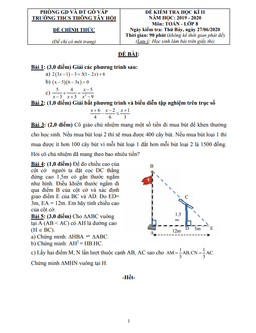 đề thi hk2 toán 8 năm 2019 – 2020 trường thcs thông tây hội – tp hcm