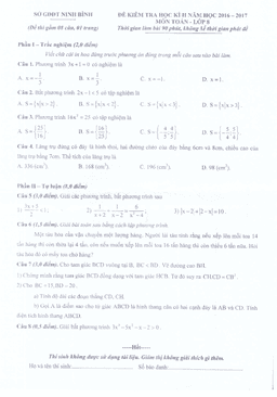 đề thi hk2 toán 8 năm học 2016 – 2017 sở gd và đt ninh bình