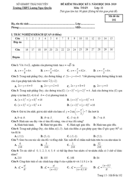 đề thi hki toán 11 năm 2018 – 2019 trường lương ngọc quyến – thái nguyên