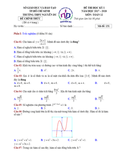 đề thi hki toán 12 năm học 2017 – 2018 trường thpt nguyễn du – tp. hcm