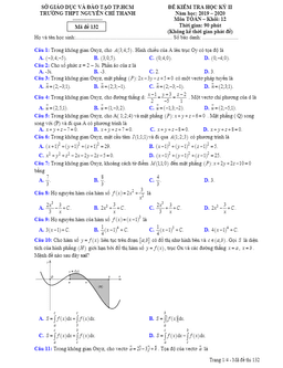 đề thi học kì 2 toán 12 năm 2019 – 2020 trường thpt nguyễn chí thanh – tp hcm