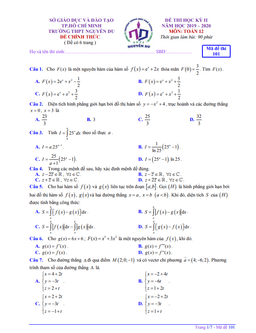 đề thi học kì 2 toán 12 năm 2019 – 2020 trường thpt nguyễn du – tp hcm