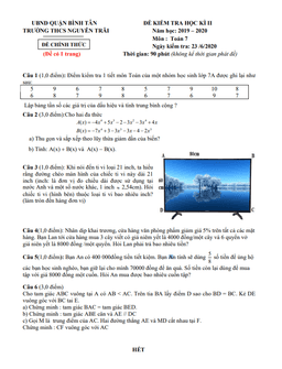 đề thi học kì 2 toán 7 năm 2019 – 2020 trường thcs nguyễn trãi – tp hcm