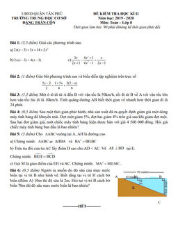 đề thi học kì 2 toán 8 năm 2019 – 2020 trường thcs đặng trần côn – tp hcm