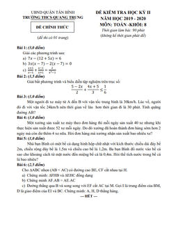 đề thi học kì 2 toán 8 năm 2019 – 2020 trường thcs quang trung – tp hcm
