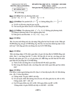 đề thi học kì 2 toán 9 năm 2019 – 2020 trường thcs linh đông – tp hcm
