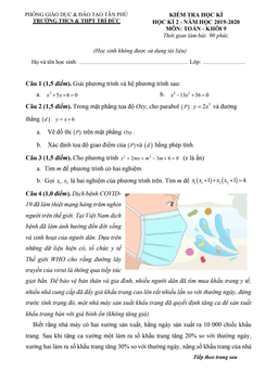 đề thi học kì 2 toán 9 năm 2019 – 2020 trường thcs&thpt trí đức – tp hcm