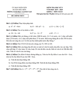 đề thi học kỳ 1 toán 6 năm 2019 – 2020 phòng gd&đt hóc môn – tp hcm