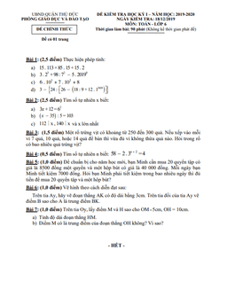 đề thi học kỳ 1 toán 6 năm 2019 – 2020 phòng gd&đt thủ đức – tp hcm