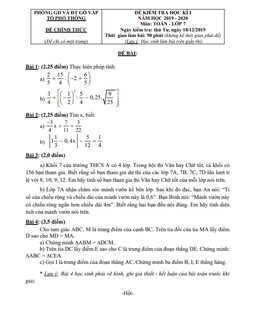 đề thi học kỳ 1 toán 7 năm 2019 – 2020 phòng gd&đt gò vấp – tp hcm