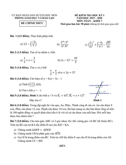 đề thi học kỳ 1 toán 7 năm 2019 – 2020 phòng gd&đt hóc môn – tp hcm