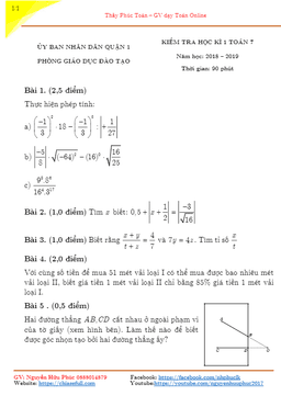 đề thi học kỳ 1 toán 7 năm học 2018 – 2019 phòng gd&đt quận 1 – tp. hcm